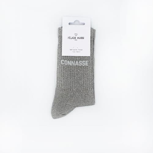 deadline insult Prevention Chaussettes Félicie Aussi - Connasse paillettes grises taille 36-40 - Made  in Frogs Rennes